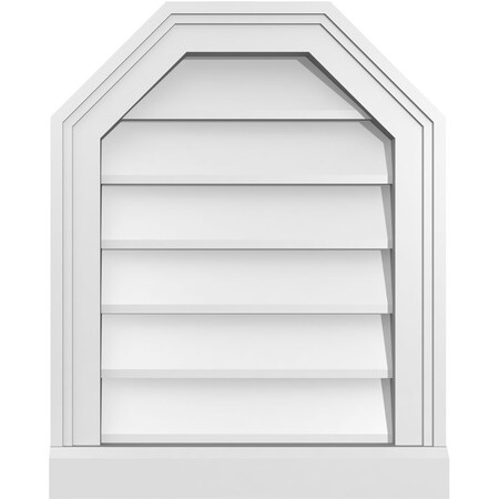 Ekena Millwork Octagonal Top Surface Mount PVC Gable Vent w/ 2"W x 2"P Brickmould Sill Frame, 16"W x 20"H GVPOT16X2003SN